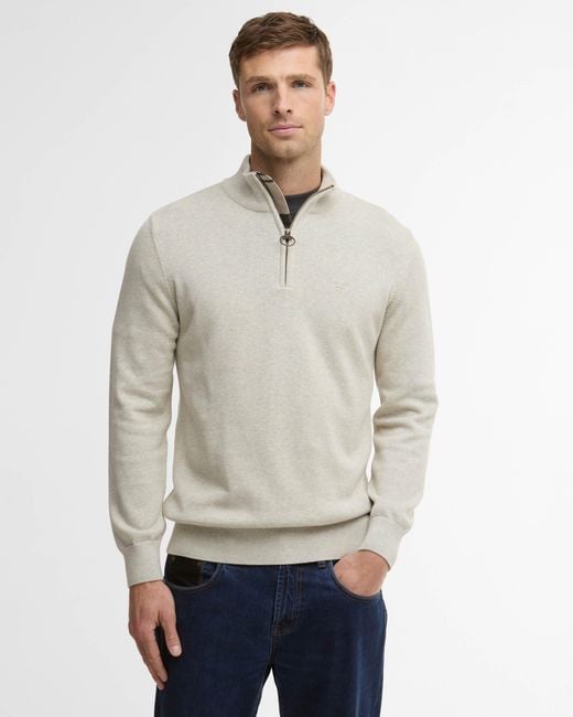 Barbour Natural Cotton Half Zip Jumper for men