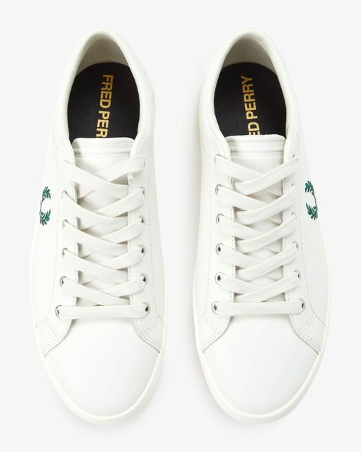 Fred Perry White Baseline Leather Trainers for men