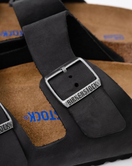 Birkenstock Black Arizona Soft Footbed Oiled Leather Sandals for men