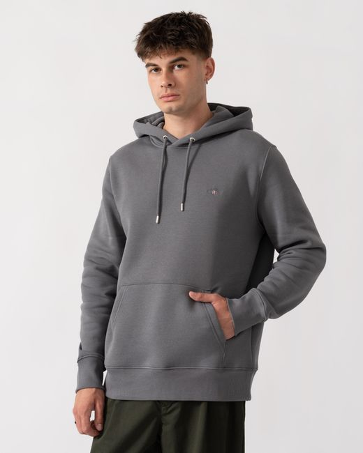 Gant Gray Regular Fit Shield Logo Pullover Hoodie for men