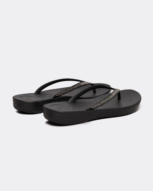 Fitflop Black Iqushion Sparkle Flip-Flop