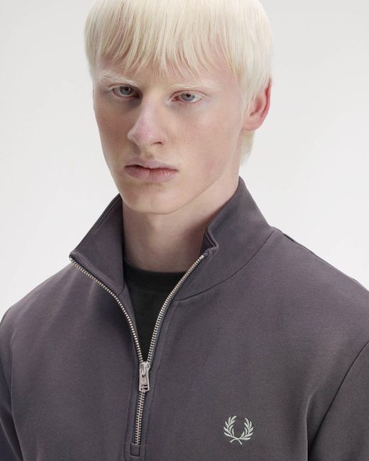 Fred Perry Blue Half Zip Sweatshirt for men