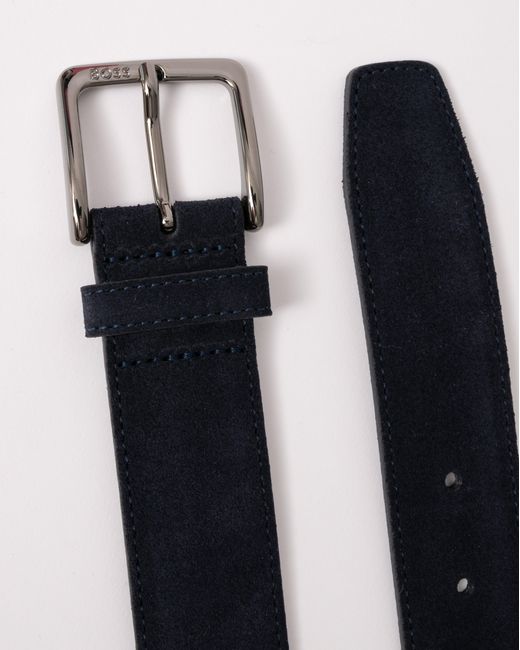 Boss Multicolor Ronnie Suede Belt With Logo-Engraved Gunmetal Buckle for men