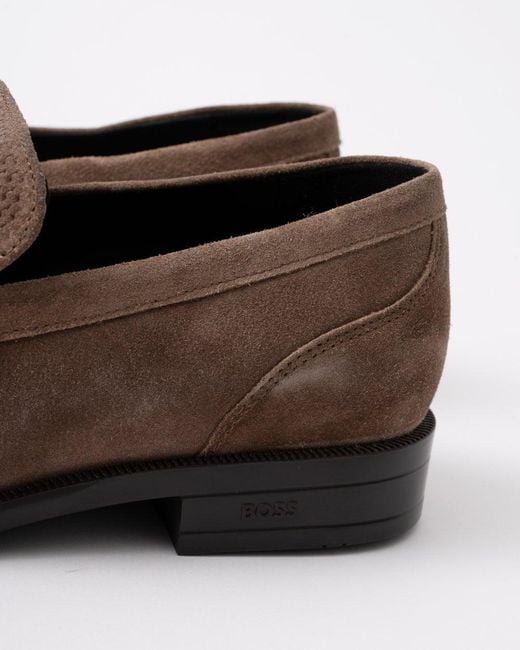 Boss Brown Tayil Suede Loafers for men
