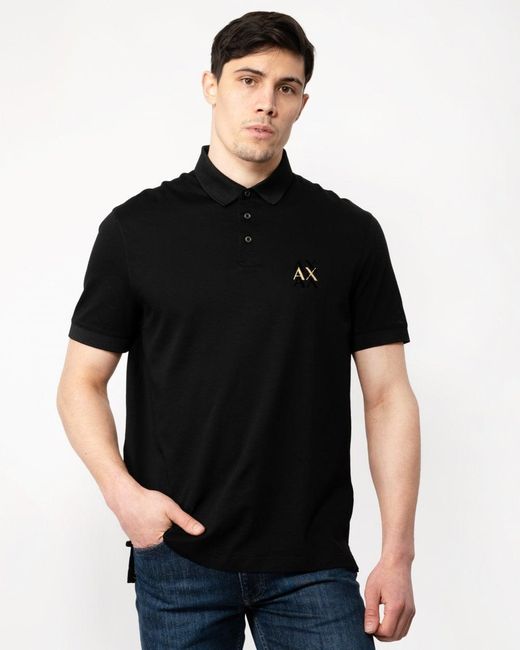 Armani Exchange Black Gold Ax Logo Polo Shirt for men