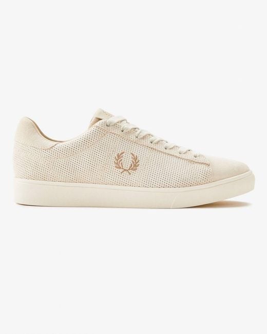 Fred Perry White Spencer Perforated Suede Trainers for men