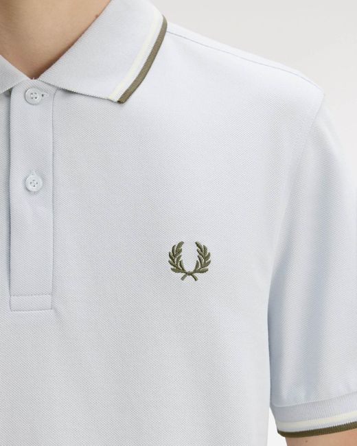 Fred Perry White Twin Tipped Signature Polo Shirt for men