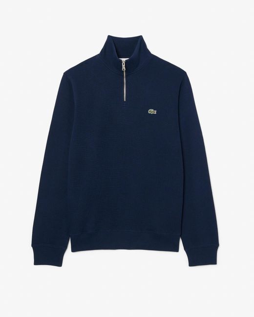 Lacoste Blue Zip Neck High Neck Interlock Sweatshirt for men