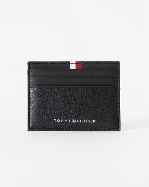 Tommy Hilfiger Black Th Premium Leather Card Holder for men
