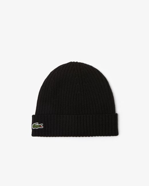 Lacoste Black Ribbed Beanie 031 for men