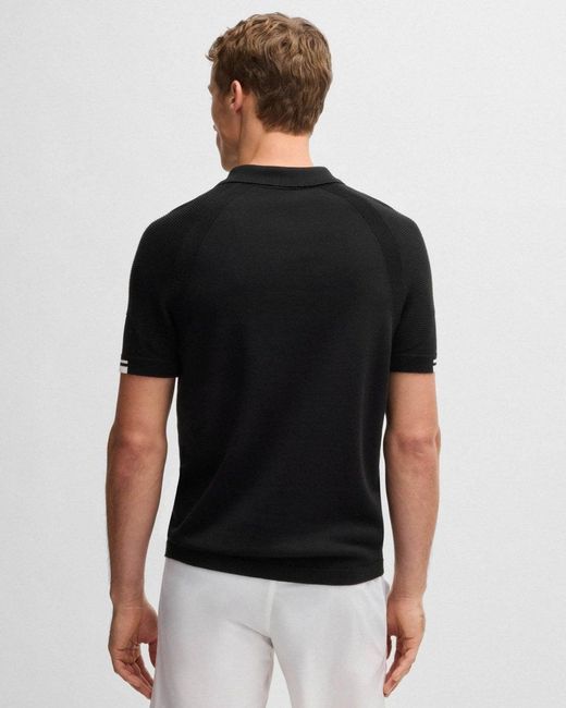 Boss Black K-perform Max Active Slim-fit Knit Polo With Zip Placket for men