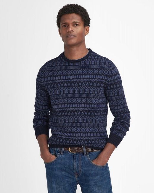 Barbour Stonebeck Fair Isle Crew Neck Sweater Size L in Blue for Men Lyst UK