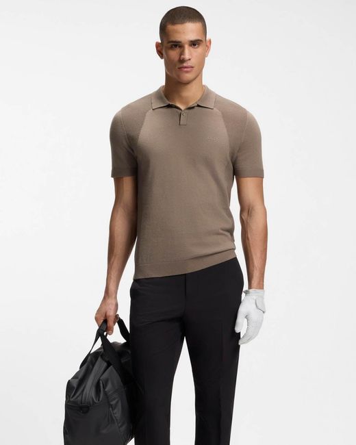 Boss Gray Momentum-Lite Short Sleeve Polo Shirt for men