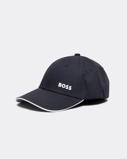 Boss Blue Cotton-twill Cap With Printed Logo for men