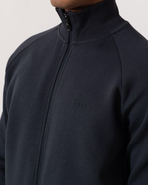 Boss Blue Skaz Full Zip Funnel Neck Sweatshirt With Tonal Logo for men