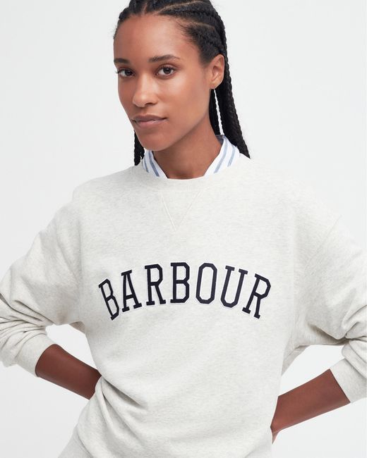 Barbour White Northumberland Drop Shoulder Sweatshirt