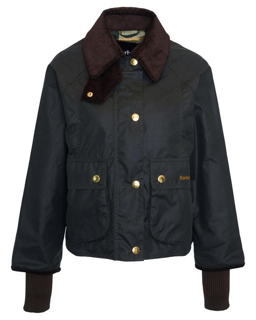 Barbour Gray Cropped Beadnell Wax Jacket