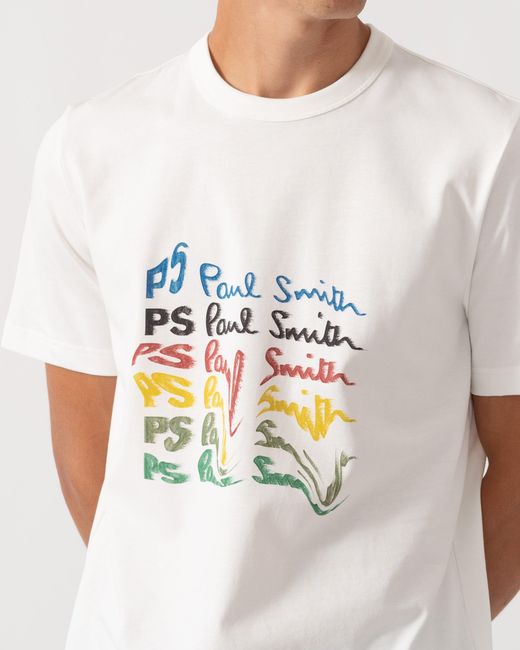Paul Smith White Ps Smudge Graphic T-Shirt for men