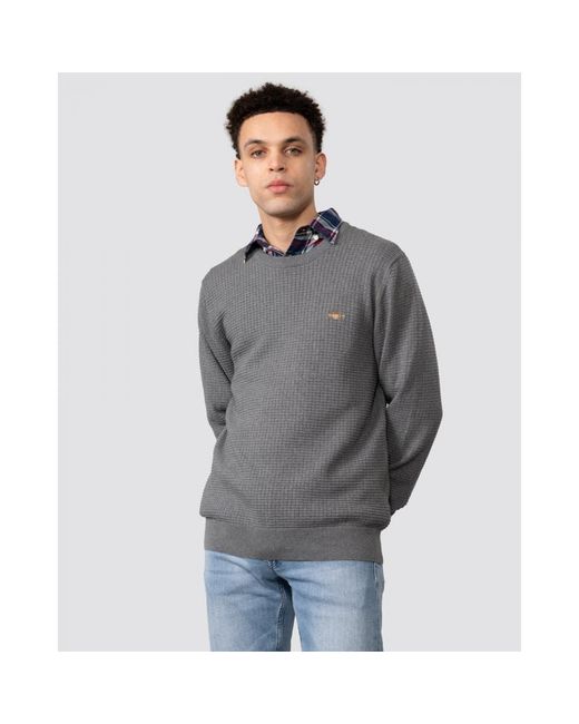 GANT Cotton Texture C-neck Sweatshirt in Gray for Men | Lyst