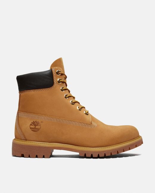 Timberland Brown 6 Premium Waterproof Boot (Wheat Nubuck Leather) Lace-Up Boots for men