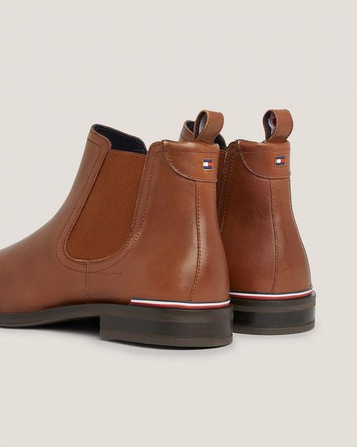 Tommy Hilfiger Core Rwb Hilfiger Leather Chelsea Boots in Brown for Men |  Lyst