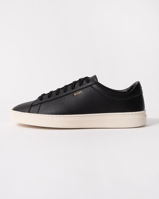 Boss Black Kieran Grained-Leather Trainers With Rubber Sole for men
