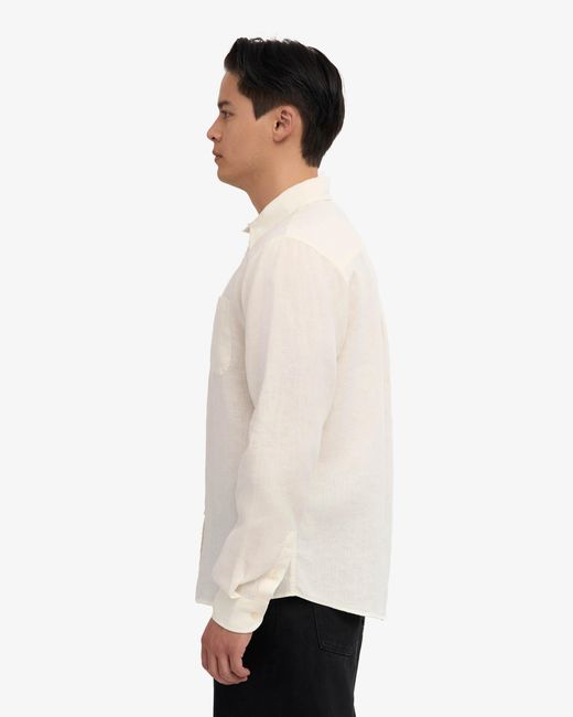 COLORFUL STANDARD White Long Sleeve Linen Shirt for men