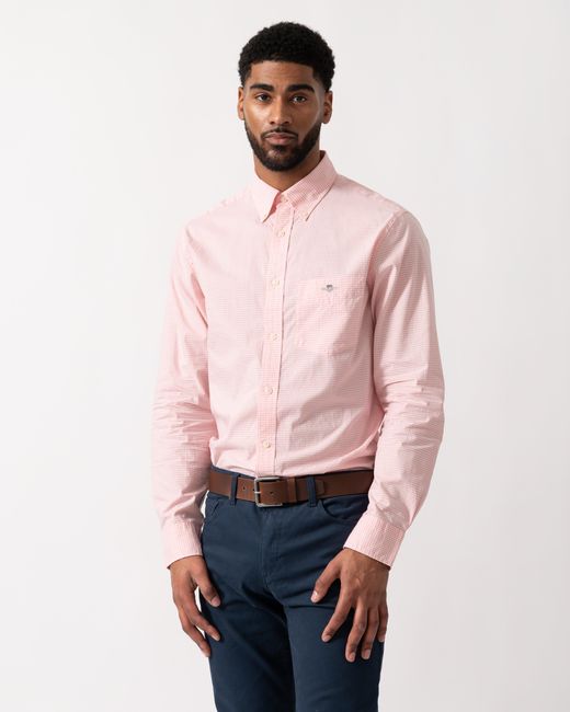Gant Pink Regular Fit Classic Poplin Gingham Shirt for men