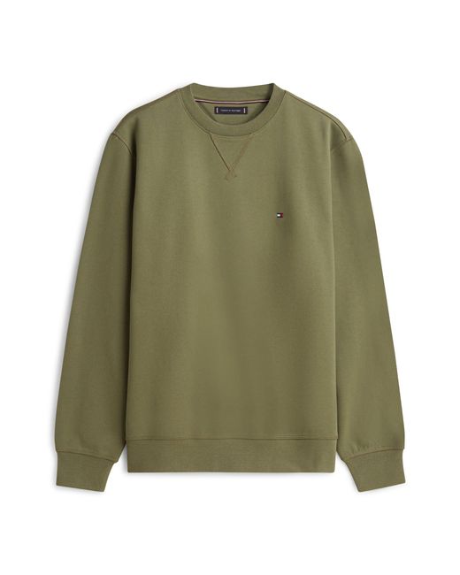 Tommy Hilfiger Green Essential Flag Embroidery Fleece Crew Sweatshirt for men