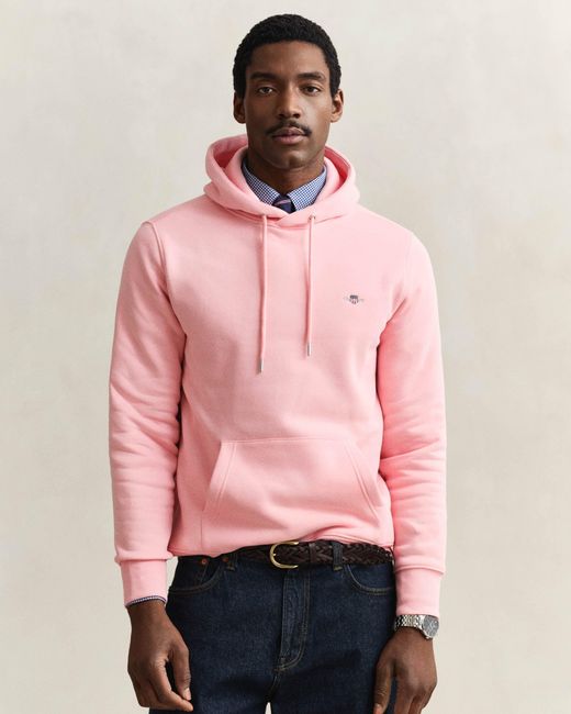 Gant Pink Regular Fit Shield Logo Pullover Hoodie for men
