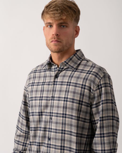 Oliver Sweeney Gray Barnham Long Sleeve Cotton Twill Shirt for men