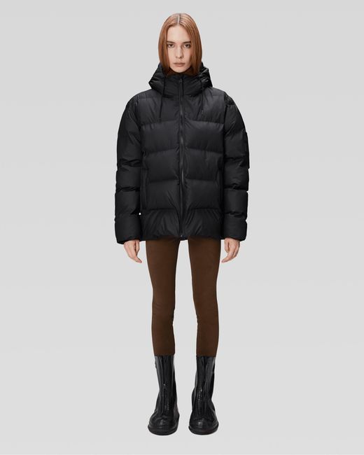 Rains Black Alta Puffer Jacket
