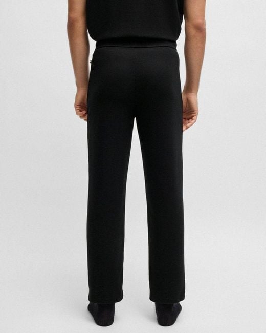 Boss Black Waffle Cotton-blend Pyjama Bottoms With Embroidered Logo for men