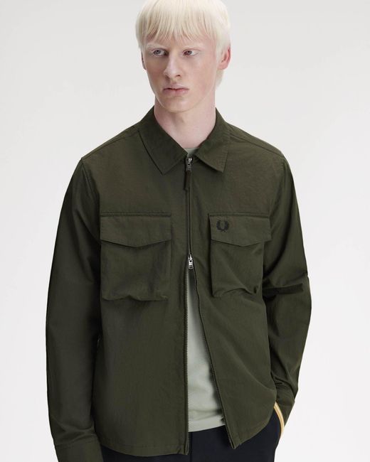 Fred Perry Green Ripstop Pocket Overshirt for men