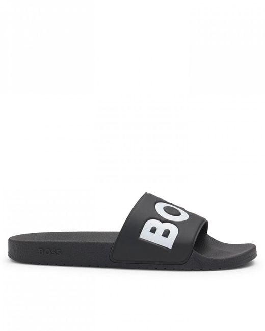Boss Black Aryeh Italian-Made Slides With Large Logo Detail for men