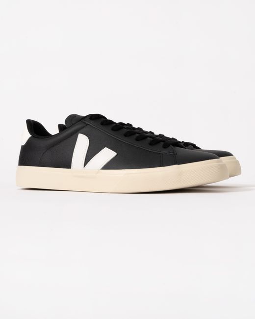 Veja Black Campo Leather Trainers for men
