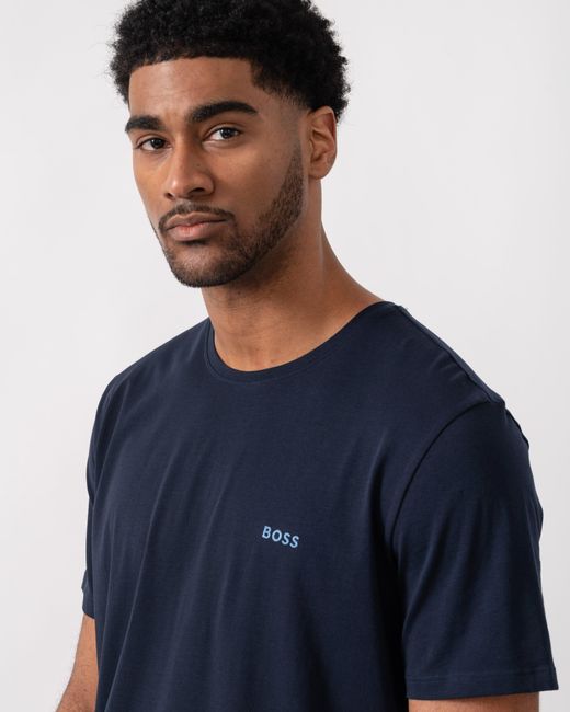Boss Blue Mix&Match Stretch-Cotton Loungewear T-Shirt With Embroidered Logo for men