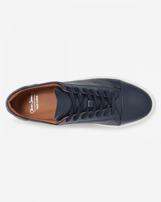 Oliver Sweeney Blue Almada Perforated Leather Trainers for men