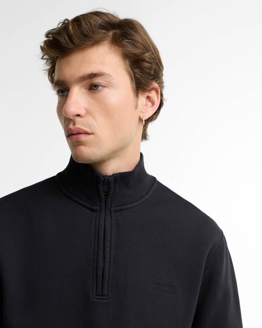 Barbour Black 90Th Anniversary Half Zip Sweatshirt for men