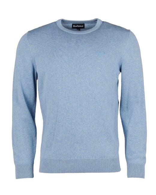 Barbour Blue Pima Cotton Crew Sweatshirt for men