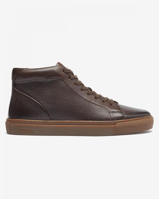 Oliver Sweeney Brown Laxey Soft-Milled Calf Leather Hi-Tops for men