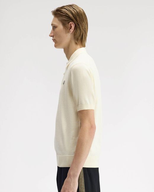 Fred Perry White Cotton Knitted Shirt for men