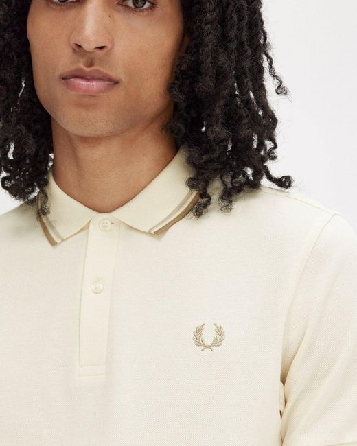 Fred Perry White Twin Tipped Signature Polo Shirt for men