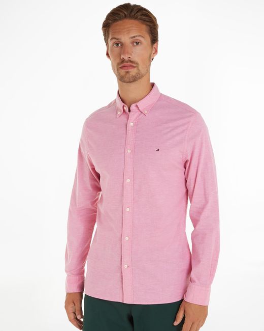 Tommy Hilfiger Pink 1985 Flex Oxford Long Sleeve Regular Fit Shirt for men