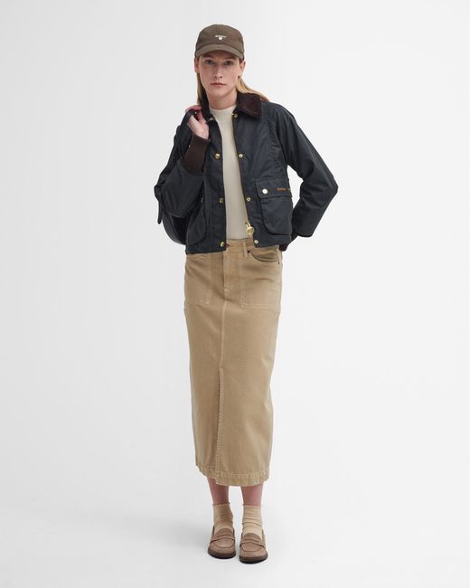 Barbour Gray Cropped Beadnell Wax Jacket