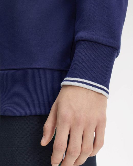 Fred Perry Blue Half Zip Sweatshirt for men