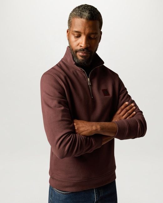 Belstaff Brown Logo Quarter Zip Sweatshirt for men