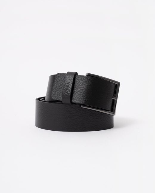 HUGO Black Giaspo-Gr Leather Belt for men