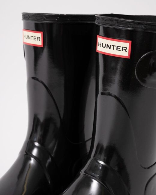Hunter Black Original Short Gloss Wellington Boots