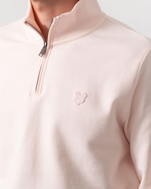 Lyle & Scott Natural Superfine Quarter Zip Sweatshirt for men
